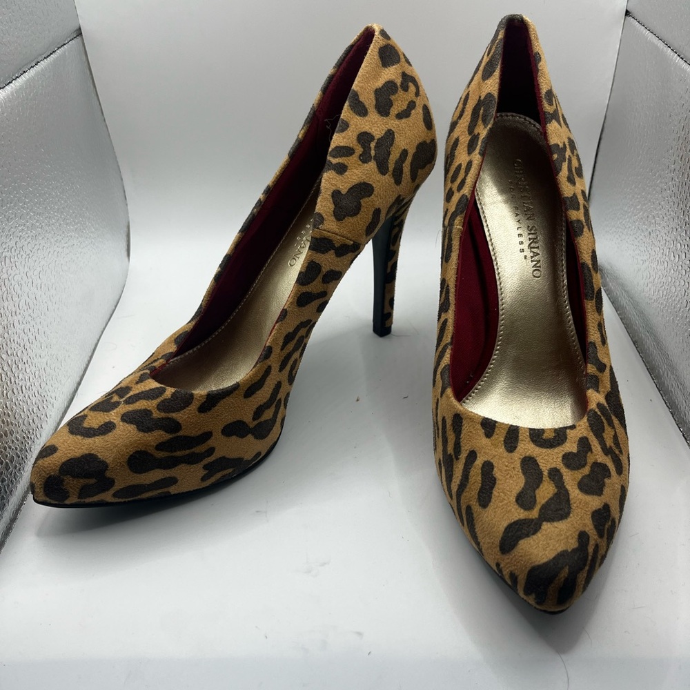 Christian Siriano Tan and Black Leopard Heels